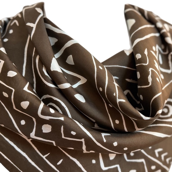 100% Silk Scarf with Tribal Design - Hand-Rolled Edges - Picture 4 of 9